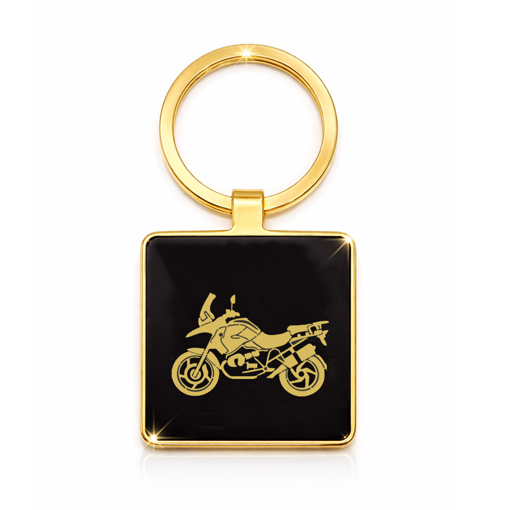 Q114728 Brelok metalowy do kluczy Motocykl złoto-czarny
