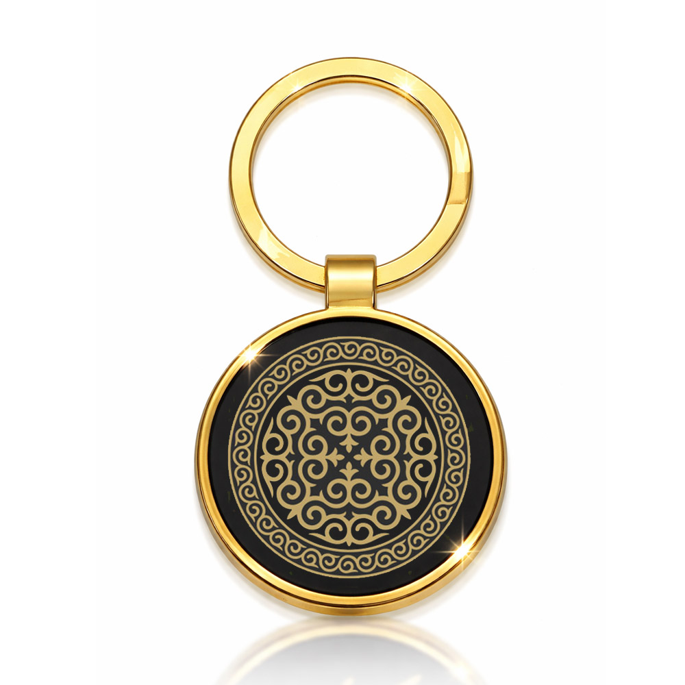 Q114722 Brelok metalowy do kluczy Mandala złoto-czarny